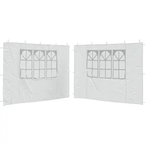 Comparateur de prix : vidaXL Paroi de tente de réception 2 pcs avec fenêtre PE Blanc