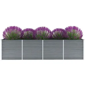 vidaXL Lit surélevé de jardin Acier galvanisé 320x80x77 cm Gris pas cher