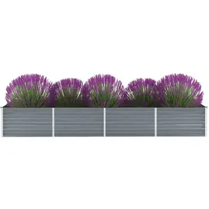 vidaXL Lit surélevé de jardin Acier galvanisé 320x80x45 cm Gris pas cher
