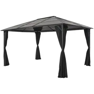 vidaXL Tonnelle avec rideau Aluminium 4x3x2,6 m Noir
