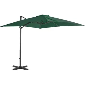 vidaXL Parasol en porte-à-faux et mât en aluminium 250x250 cm Vert pas cher