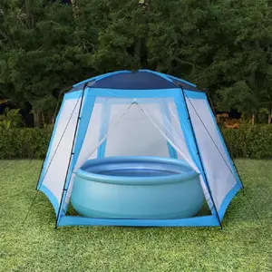 Comparateur de prix : vidaXL Tente de piscine Tissu 590x520x250 cm Bleu