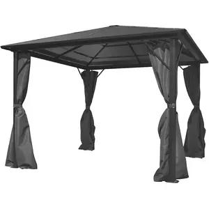 Comparateur de prix : vidaXL Belvédère avec rideau Anthracite Aluminium 300 x 300 cm