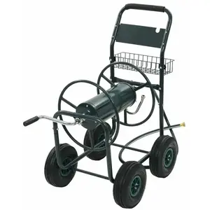 Comparateur de prix : vidaXL Chariot dévidoir avec connecteur de tuyau 1/2" 75 m Acier