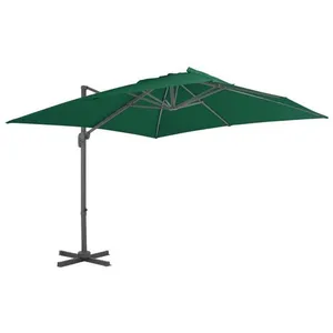 vidaXL Parasol déporté avec mât en aluminium vert 300x300 cm pas cher