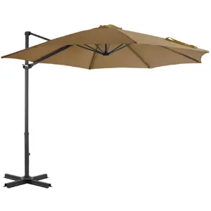 vidaXL Parasol en porte-à-faux avec poteau en aluminium 300 cm Taupe pas cher