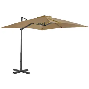 vidaXL Parasol en porte-à-faux et mât en aluminium 250x250 cm Taupe pas cher