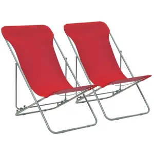 Comparateur de prix : Chaises de plage pliables lot de 2 Acier et tissu oxford Rouge vidaXL