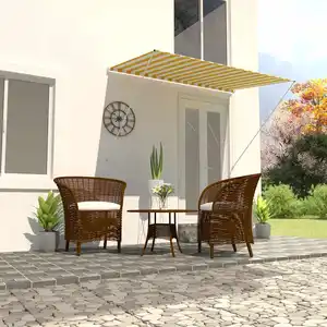 vidaXL Auvent rétractable 200x150 cm Jaune et blanc pas cher