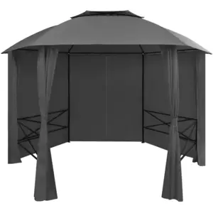 Comparateur de prix : vidaXL Chapiteau tente de jardin avec rideaux Hexagonal 360 x 265 cm