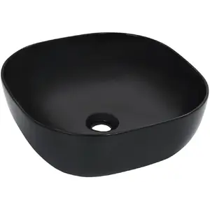 vidaXL Lavabo 42,5x42,5x14,5 cm Céramique Noir pas cher