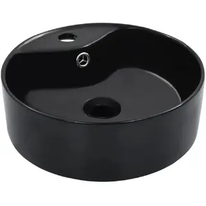 Comparateur de prix : vidaXL Lavabo avec trop-plein 36x13 cm Céramique Noir