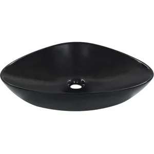 vidaXL Lavabo 58,5 x 39 x 14 cm Céramique Noir pas cher