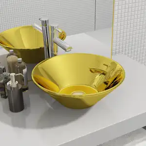 vidaXL Wastafel 42x14 cm keramiek goudkleurig pas cher
