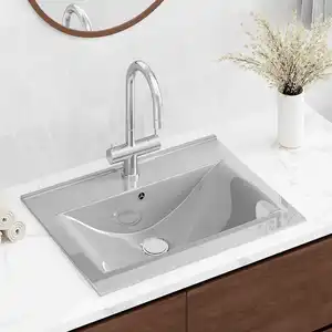 Comparateur de prix : vidaXL Lavabo avec trop-plein 60x46x16 cm Céramique Argenté