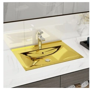 vidaXL Lavabo avec trop-plein 60x46x16 cm Céramique DoréVendu paramazon