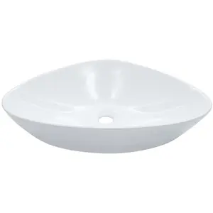 vidaXL Lavabo 58,5 x 39 x 14 cm Céramique Blanc pas cher