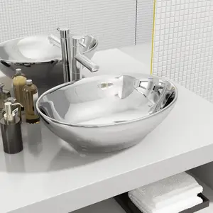 vidaXL Lavabo 40 x 33 x 13,5 cm Céramique Argenté