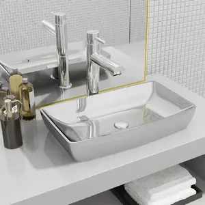 vidaXL Lavabo 71 x 38 x 13,5 cm Céramique ArgentéVendu parvidaxl