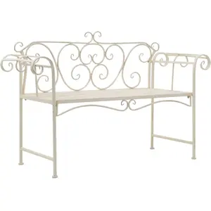 vidaXL Banc de jardin 132 cm Métal Antique Blanc