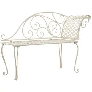 vidaXL Chaise longue de jardin 128 cm Métal Antique Blanc pas cher