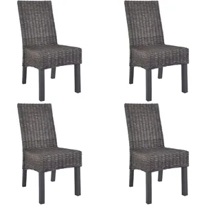 Comparateur de prix : vidaXL Chaises à manger lot de 4 marron rotin Kubu et bois de manguier