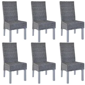 Comparateur de prix : vidaXL Chaise à dîner 6pcs Marron clair Rotin Kubu et bois de manguier