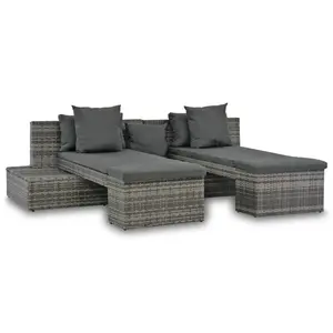 Comparateur de prix : vidaXL Salon de jardin 4 pcs avec coussins Résine tressée Gris