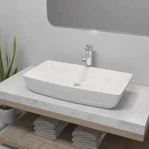 Comparateur de prix : vidaXL Lavabo et mitigeur Céramique Rectangulaire Blanc