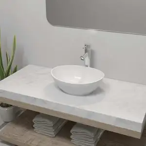 Comparateur de prix : vidaXL Lavabo de salle de bain avec mitigeur Céramique Ovale Blanc