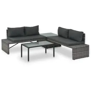 Comparateur de prix : vidaXL Salon de jardin 3 pcs avec coussins Résine tressée Gris
