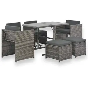 vidaXL Mobilier à dîner de jardin 7pcs et coussins Résine tressée Gris pas cher