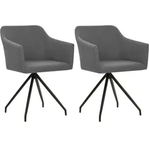 vidaXL Chaises pivotantes à manger lot de 2 gris clair tissu pas cher