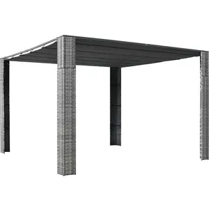 Comparateur de prix : vidaXL Tonnelle et toit Résine tressée 300x300x200cm Gris / anthracite