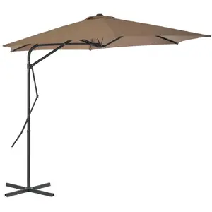 Comparateur de prix : vidaXL Parasol d'extérieur avec poteau en acier 300 cm Taupe