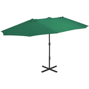 Comparateur de prix : vidaXL Parasol d'extérieur et mât en aluminium 460 x 270 cm Vert