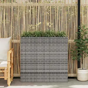 vidaXL Lit surélevé de jardin avec 4 pots Résine tressée Blanc