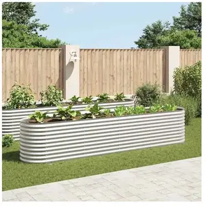 Comparateur de prix : vidaXL Lit surélevé de jardin 400x80x81 cm Acier galvanisé Argenté