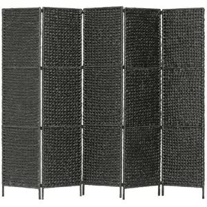 Comparateur de prix : vidaXL Cloison de séparation 5 panneaux Noir 193x160 cm Jacinthe d'eau