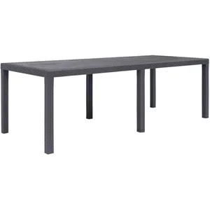 vidaXL Table de jardin Marron 220x90x72 cm Plastique Aspect de rotin pas cher