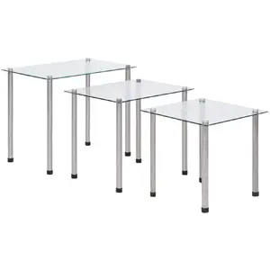 Comparateur de prix : vidaXL Tables gigognes 3 pcs Transparent Verre trempé