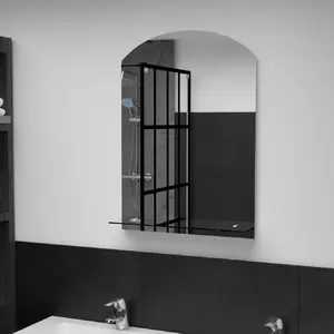 vidaXL Miroir mural avec étagère 50x70 cm Verre trempé pas cher
