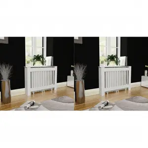 Comparateur de prix : vidaXL Cache-radiateurs 2 pcs blanc MDF 112 cm