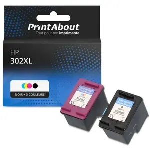 Comparateur de prix : PrintAbout Cartouche compatible HP 302XL (X4D37AE) - Noir + 3 couleurs - Grande capacité - Multipack