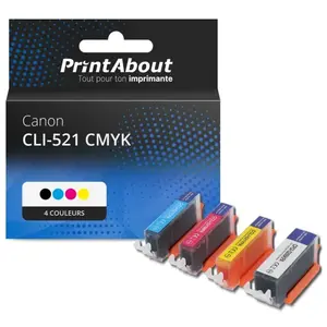 Comparateur de prix : PrintAbout Cartouche compatible Canon CLI-521 CMYK - 4 couleurs - Multipack