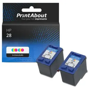 Comparateur de prix : PrintAbout Cartouche compatible HP 28 (C8728A) - pack de 2 - 3 couleurs - Multipack