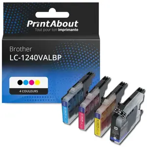 Comparateur de prix : PrintAbout Cartouche compatible Brother LC-1240VALBP - 4 couleurs - Multipack