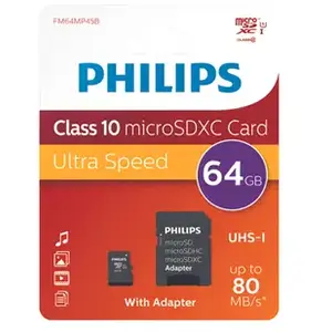 Comparateur de prix : Philips FM64MP45B/00 mémoire flash 64 Go MicroSDXC UHS-I Classe 10
