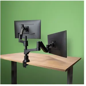 Comparateur de prix : R-Go Bras d'ecran double Caparo kit de montage - pour 2 ecrans LCD - argent mat