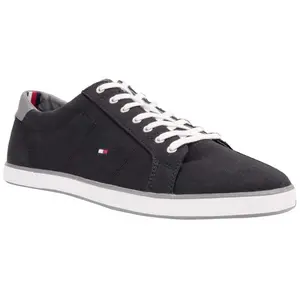 Tommy Hilfiger Homme Baskets en toile drapeau, Noir pas cher